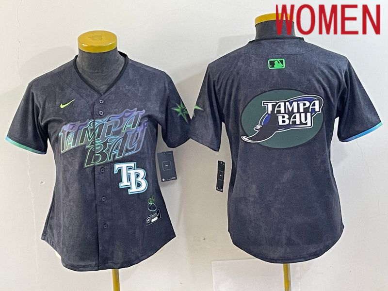Women Tampa Bay Rays Blank Nike MLB Limited City Connect Black 2024 Jersey style 6->women mlb jersey->Women Jersey